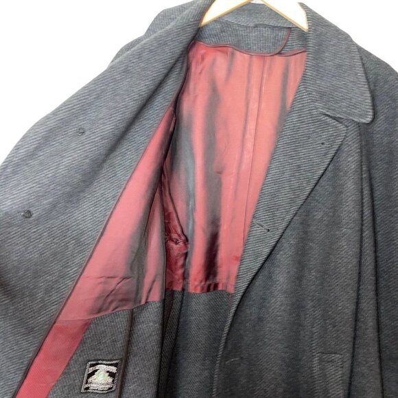 Dartmoor Vintage 50s 60s Mens Trench Coat Size 48 Regular Gray Black Wool Tweed - Picture 3 of 16